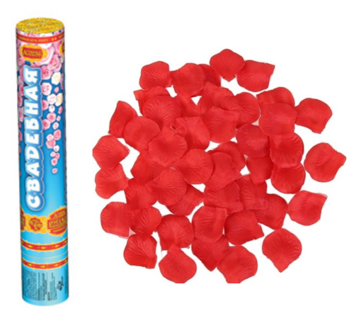 АС0236 Пневмохлопушка Свадебная 30 см. Лепестки роз