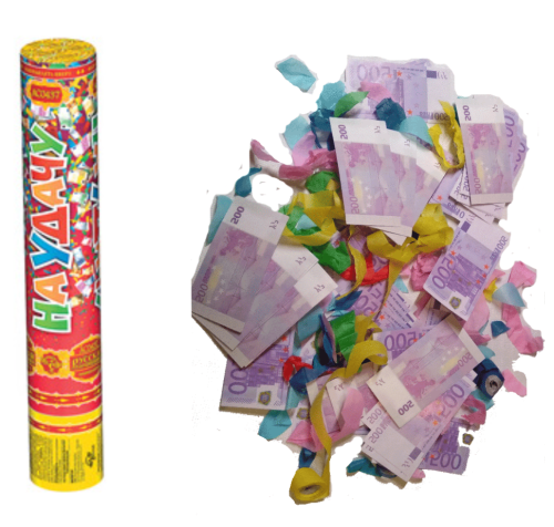 АС0437 Пневмохлопушка На-удачу 30 см. Денежные куппюры