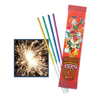 Набор Бенгальских огней 210 мм. Спектр (толстая разноцветная) ТР160 - 60 шт. (10 упаковок х 6шт)