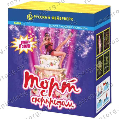Фейерверк + фонтан Р6780 Торт с сюрпризом: 1 х 9 залпов