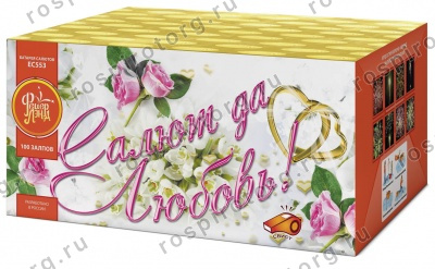 Феейерверк ЕС553 САЛЮТ ДА ЛЮБОВЬ (1,0 х 100 залпов) Русская пиротехника