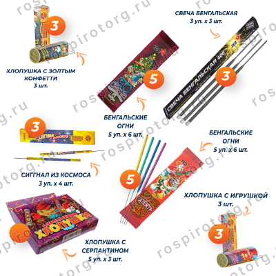 Набор бенгальские огни и хлопушки №3 Встречаем!